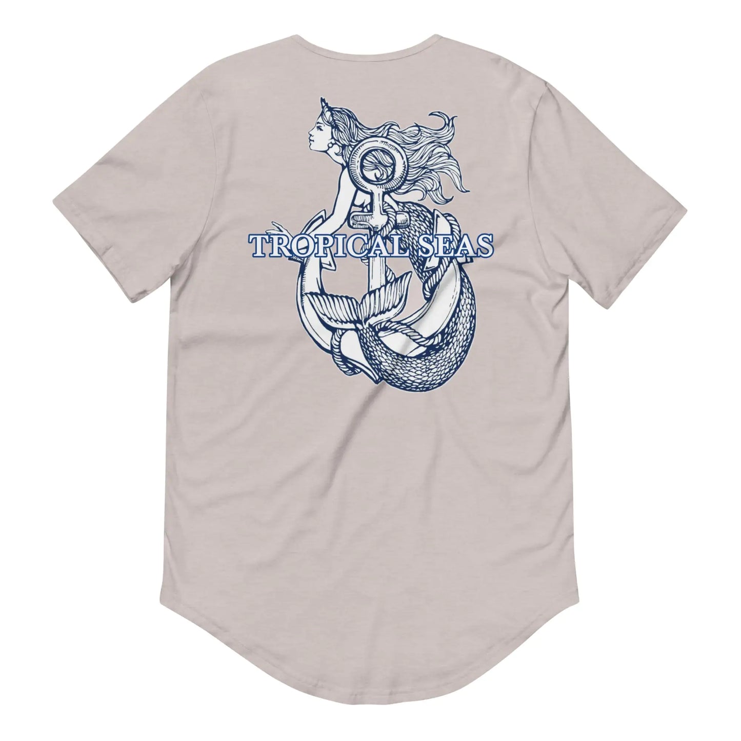 Men's Curved Hem Ancient Mermaid Anchor T-Shirt