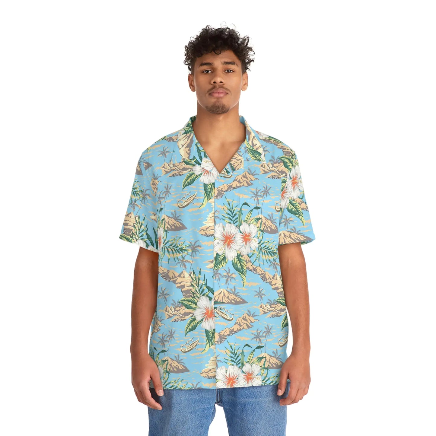 Men's Tropical Island Print Hawaiian Shirt